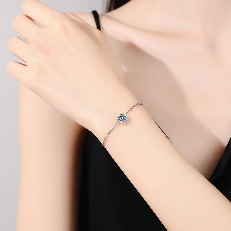 Veyra Schneeflocken Armband – Moissanit 925 Silber