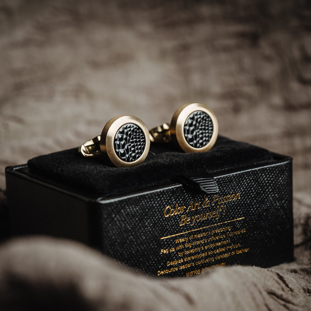 Veyra Manschettenknöpfe Gold & Schwarz – Zeitlose Eleganz für Männer