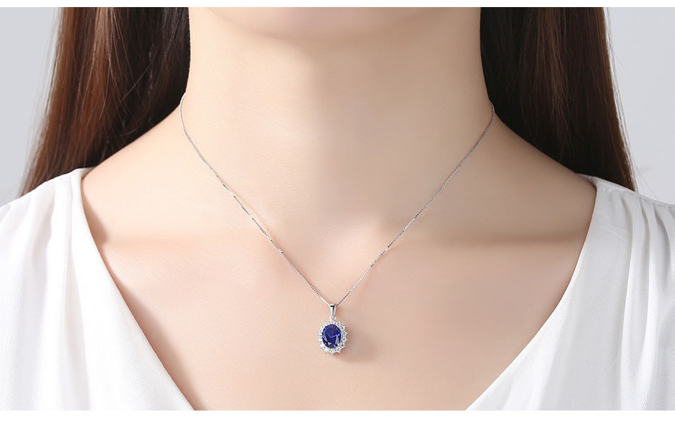 Veyra Kashmir Velvet Blue Anhänger Halskette – 925 Silber