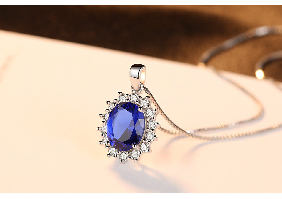 Veyra Kashmir Velvet Blue Anhänger Halskette – 925 Silber