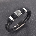 Veyra Men's Braided Leather Bracelet - Vintage Titanium Steel