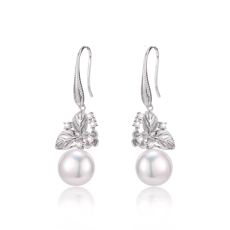 Veyra Flame Pearl Drop Earrings with Zirconia – 999 Sterling Silver