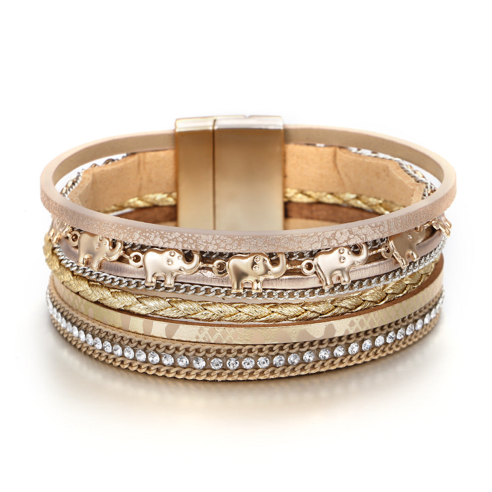 Veyra Animal Print Bracelet - Leather & Metal