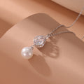 Veyra Teardrop Zirconia Bead Pendant Necklace - 925 Silver