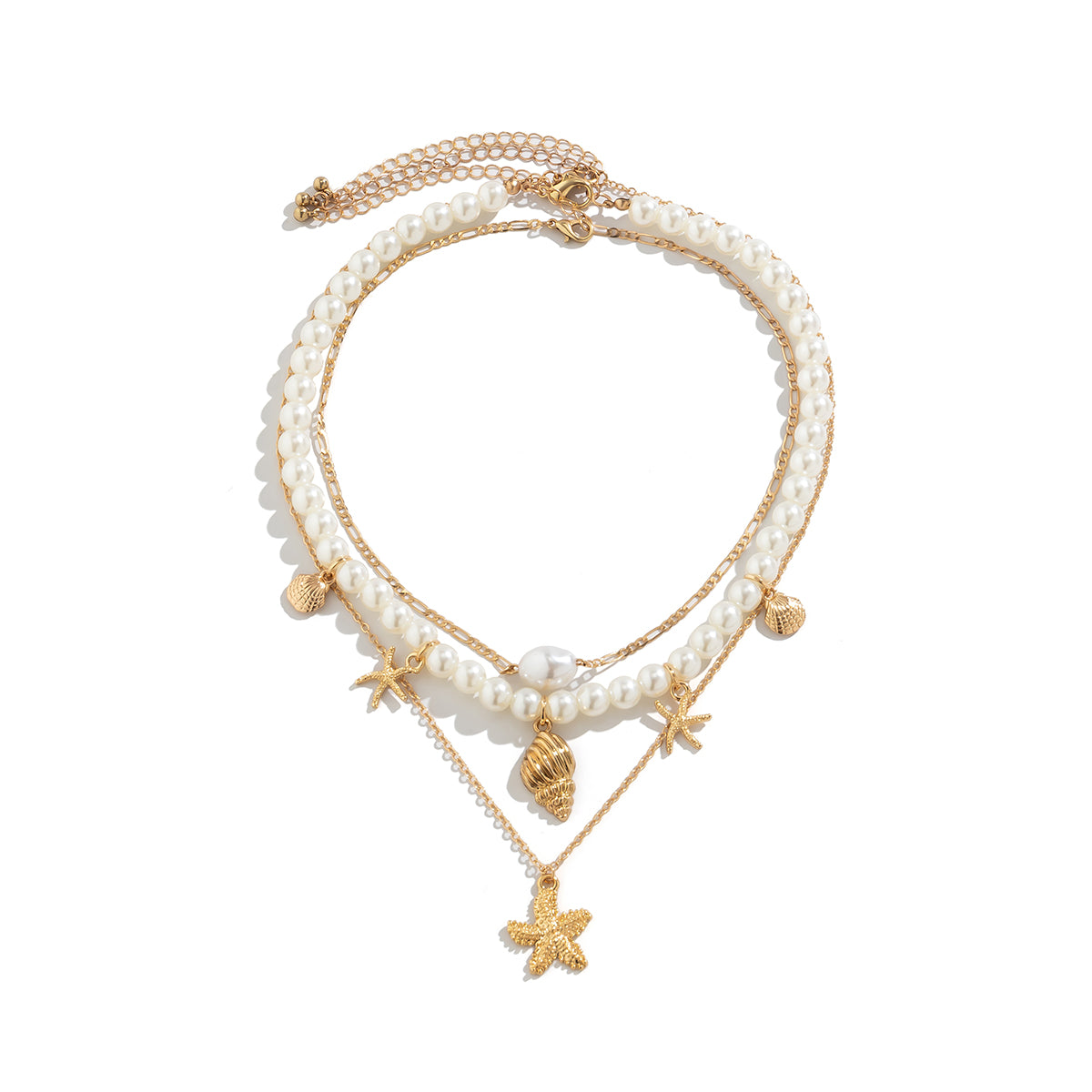 Veyra Starfish & Pearl Necklace Set - 3-piece