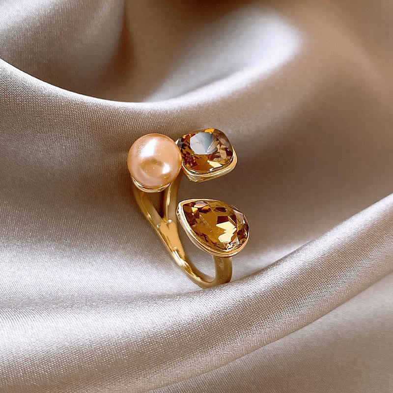 Veyra Ring Perle – Offener Zeigefingerring Vergoldet