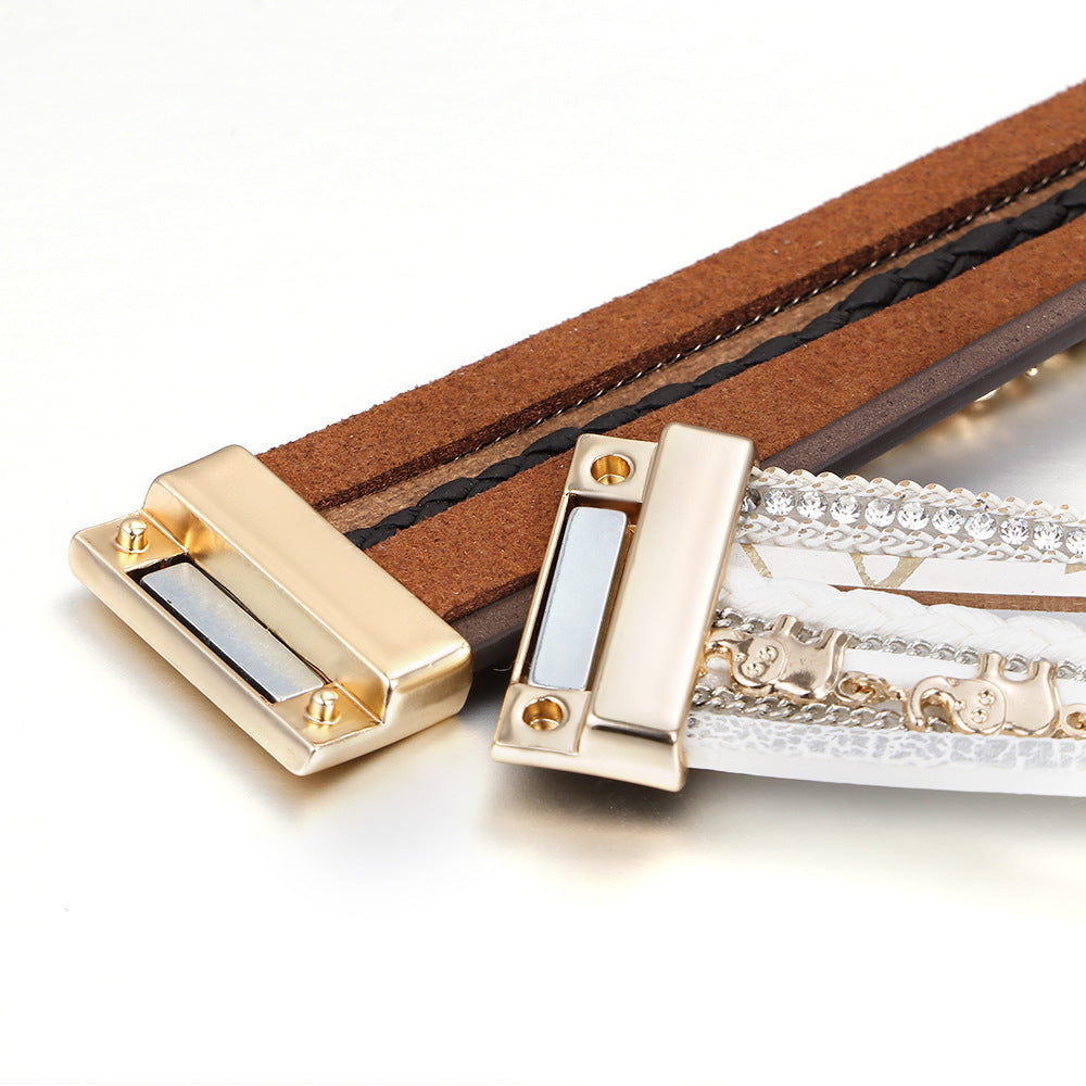 Veyra Armband Tiermuster – Leder & Metall