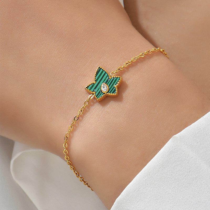 Veyra Armband Malachit – 18K Gold Edelstahl