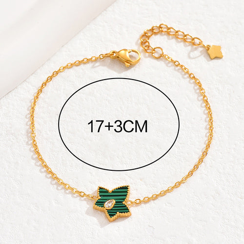 Veyra Armband Malachit – 18K Gold Edelstahl