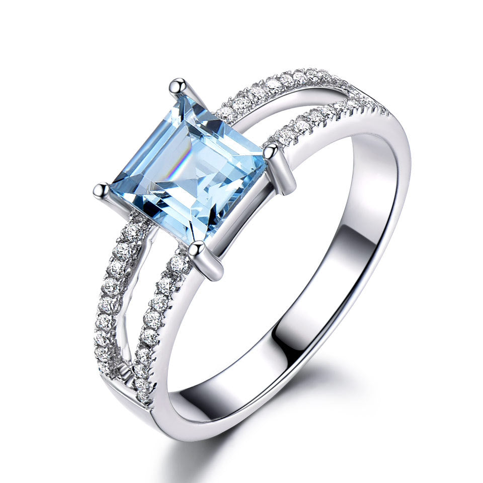 Veyra Sky Blue Topaz Ring - 925 Sterling Silver