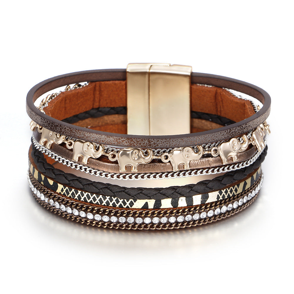 Veyra Animal Print Bracelet - Leather & Metal