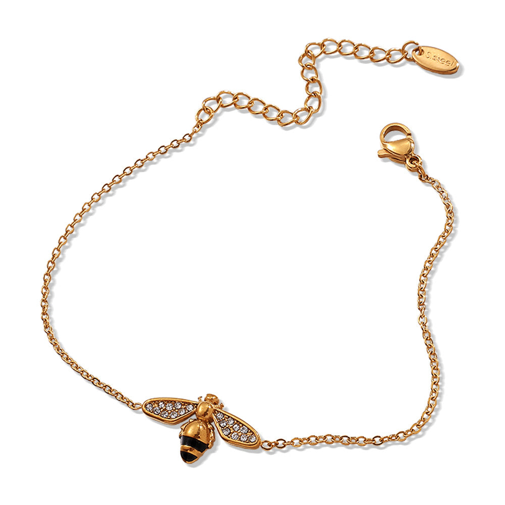 Veyra Bienen-Armband – Weiße Zirkonia in Gold