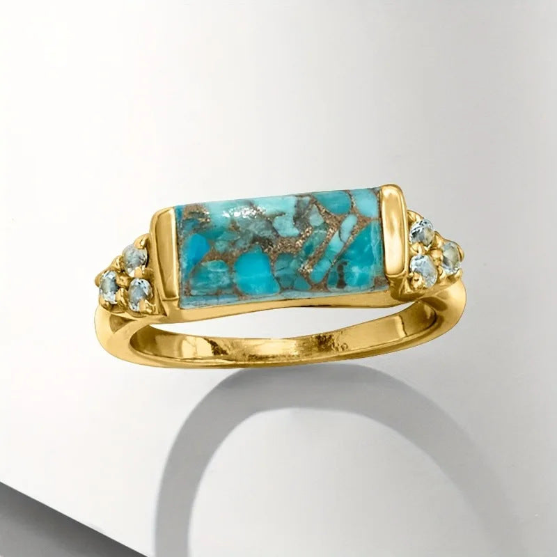 Veyra Ring Gold & Türkis – Auffälliger Damen-Schmuckring