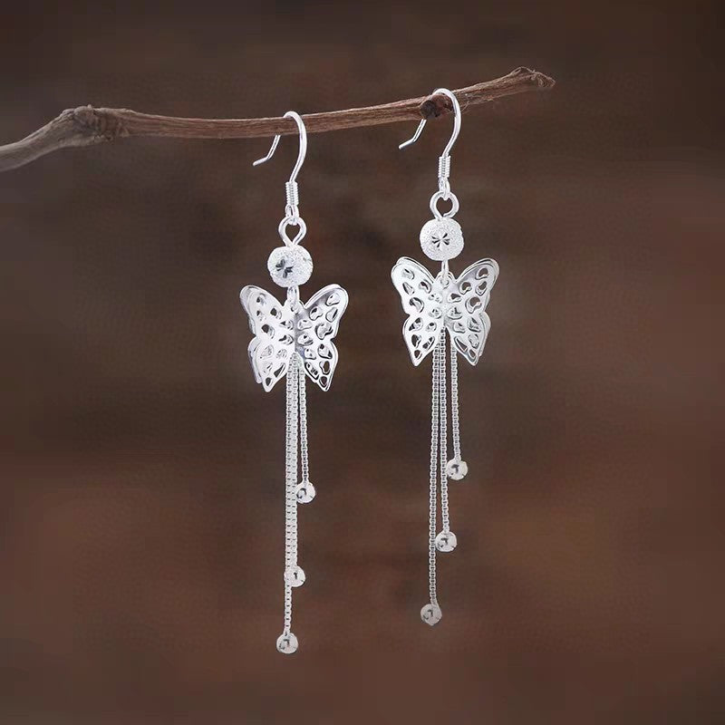 Veyra Butterfly Tassel Earrings - 925 Sterling Silver