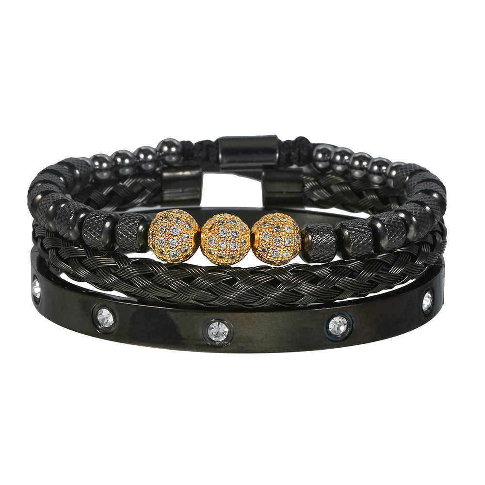 Veyra Gewebtes Edelstahl Armband Set – 3-teilig Herren