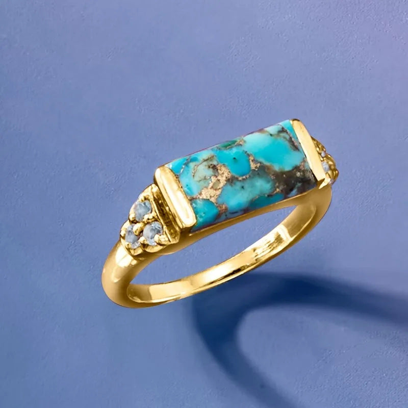 Veyra Ring Gold & Türkis – Auffälliger Damen-Schmuckring
