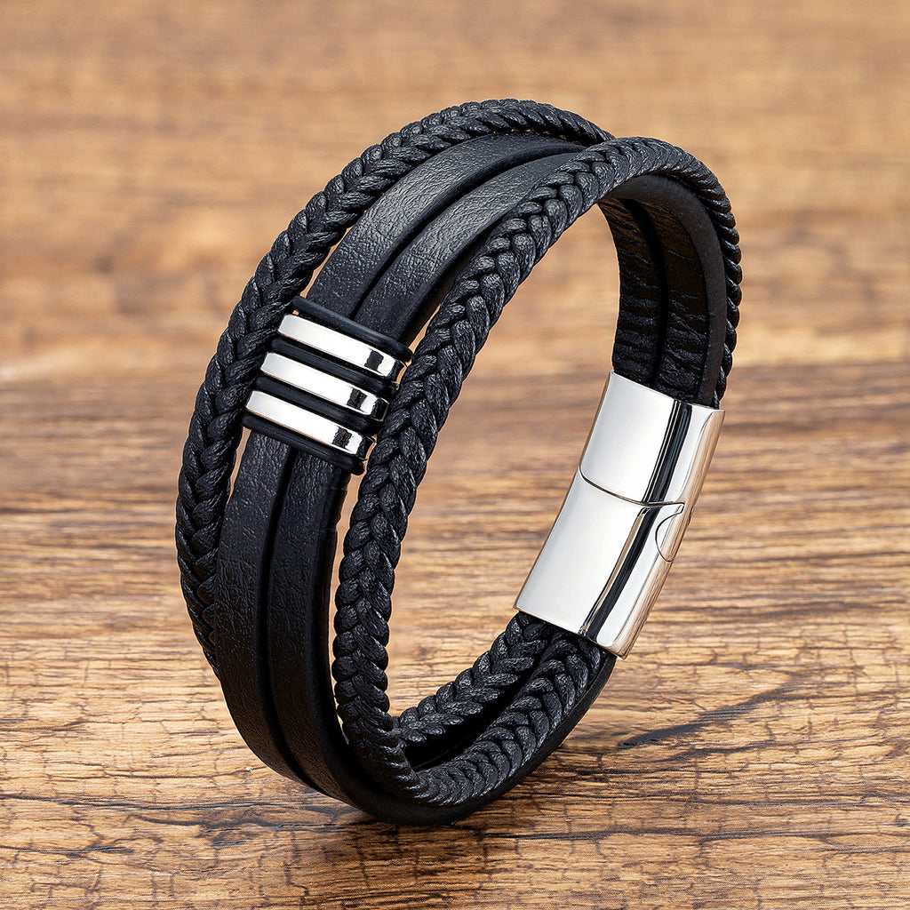 Veyra Armband Leder & Edelstahl – Magnetverschluss Unisex