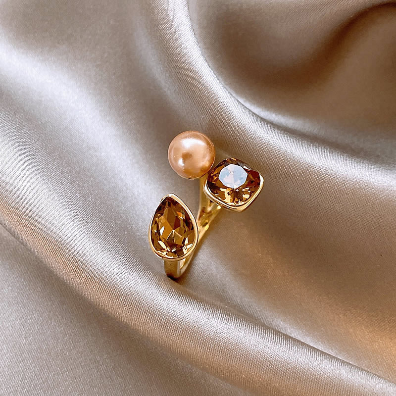 Veyra Ring Perle – Offener Zeigefingerring Vergoldet