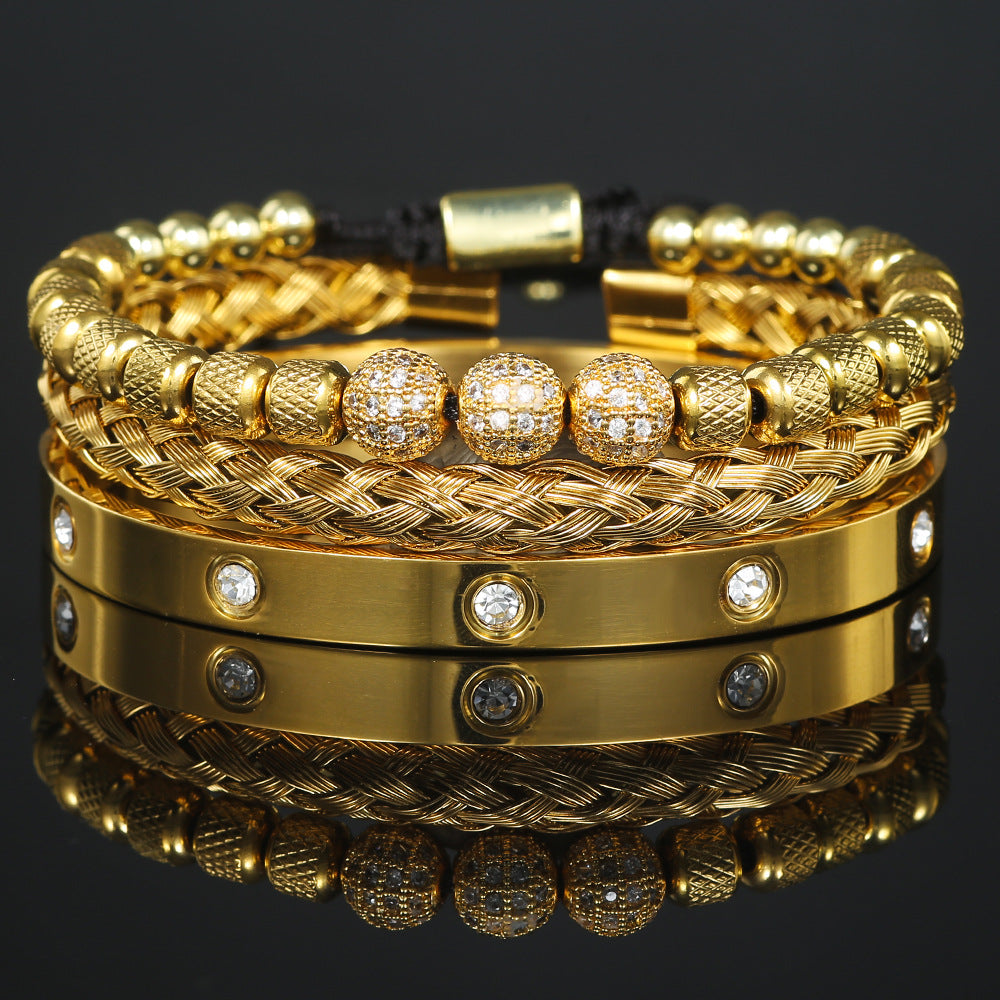 Veyra Gewebtes Edelstahl Armband Set – 3-teilig Herren