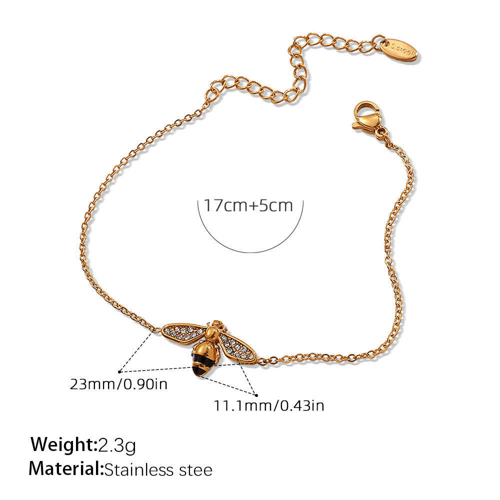 Veyra Bienen-Armband – Weiße Zirkonia in Gold