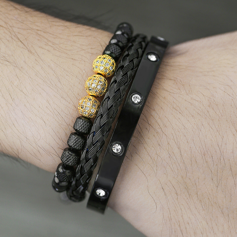 Veyra Gewebtes Edelstahl Armband Set – 3-teilig Herren