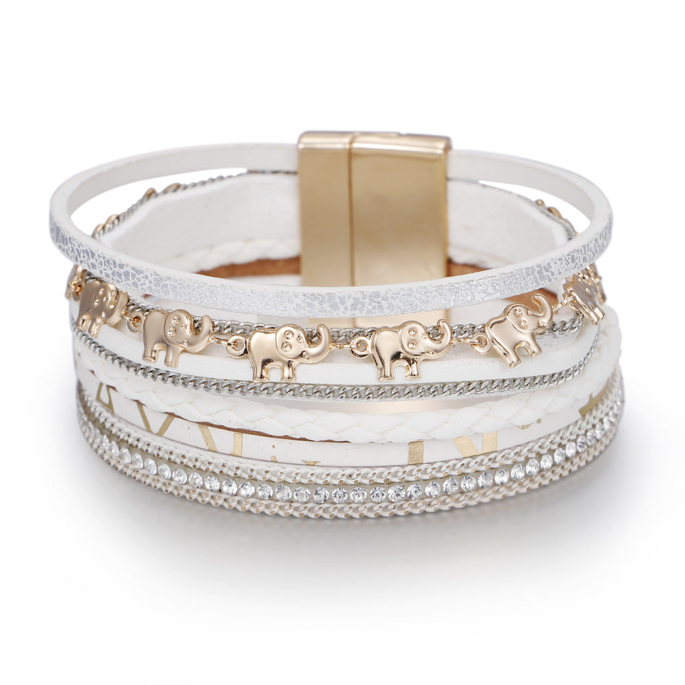 Veyra Animal Print Bracelet - Leather & Metal