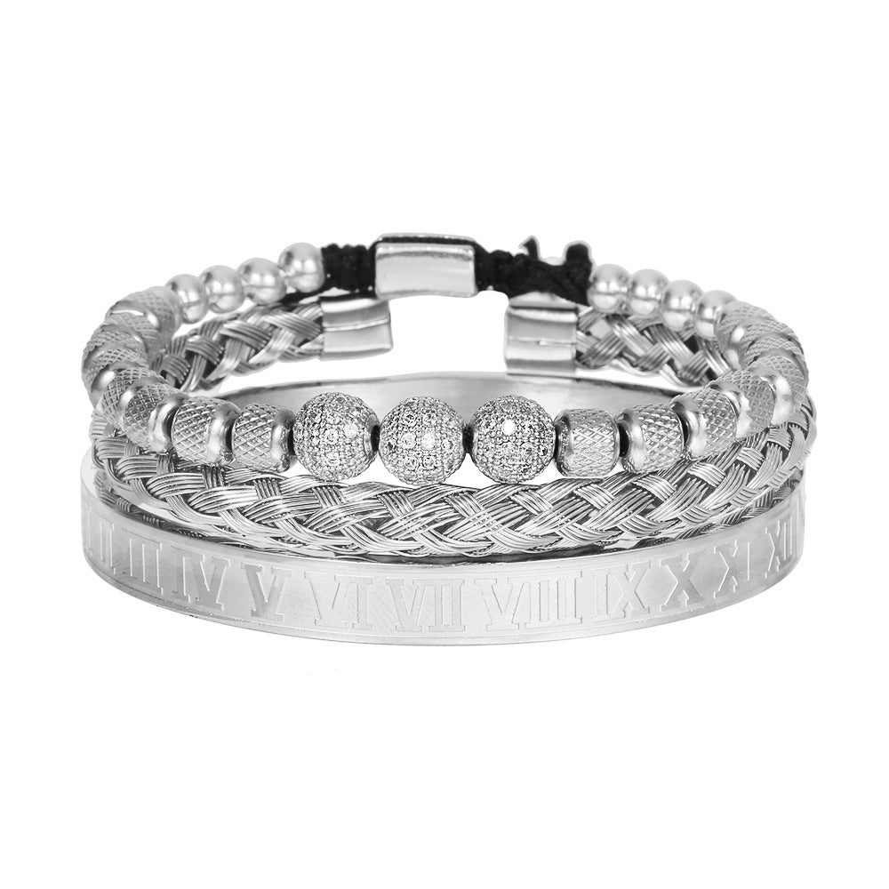 Veyra Gewebtes Edelstahl Armband Set – 3-teilig Herren