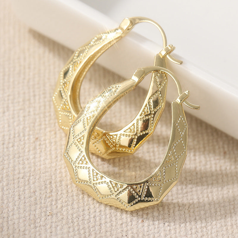 Veyra Geometric Oval Hoop Earrings – Bohemian Women's Earrings