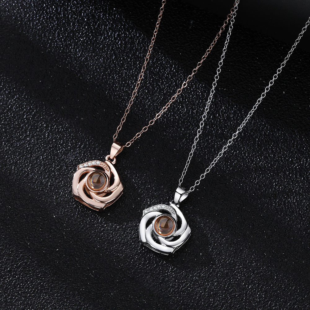 Veyra Spiralblumen Halskette – Silber & Roségold Damen