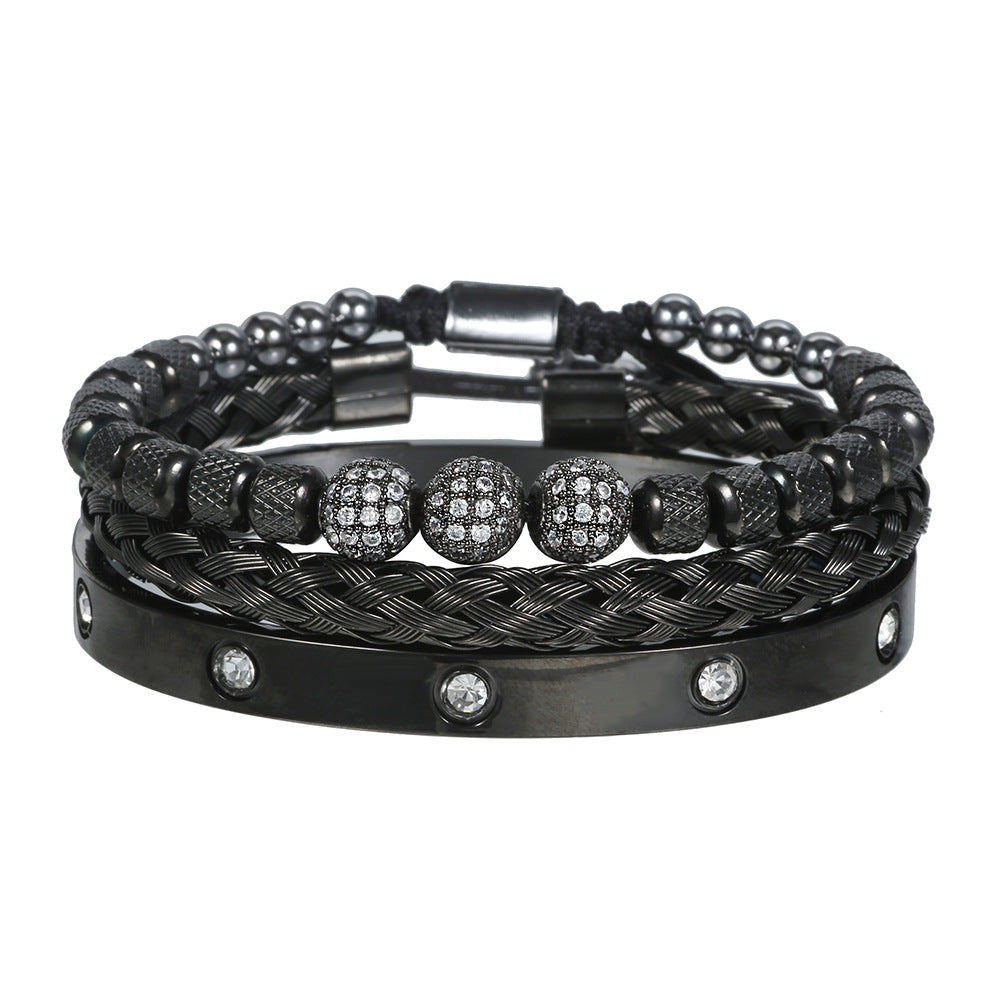 Veyra Gewebtes Edelstahl Armband Set – 3-teilig Herren