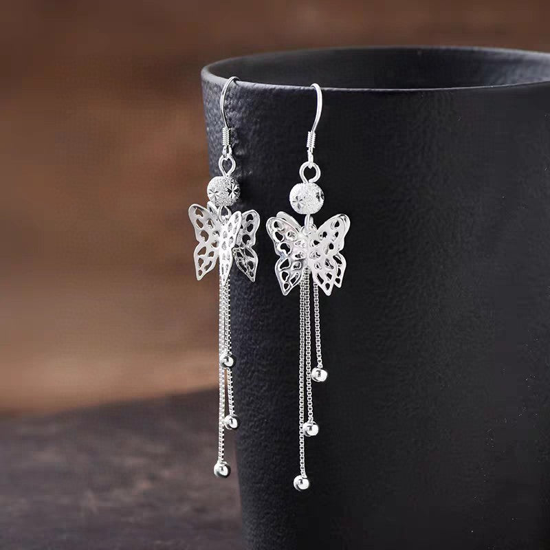 Veyra Butterfly Tassel Earrings - 925 Sterling Silver