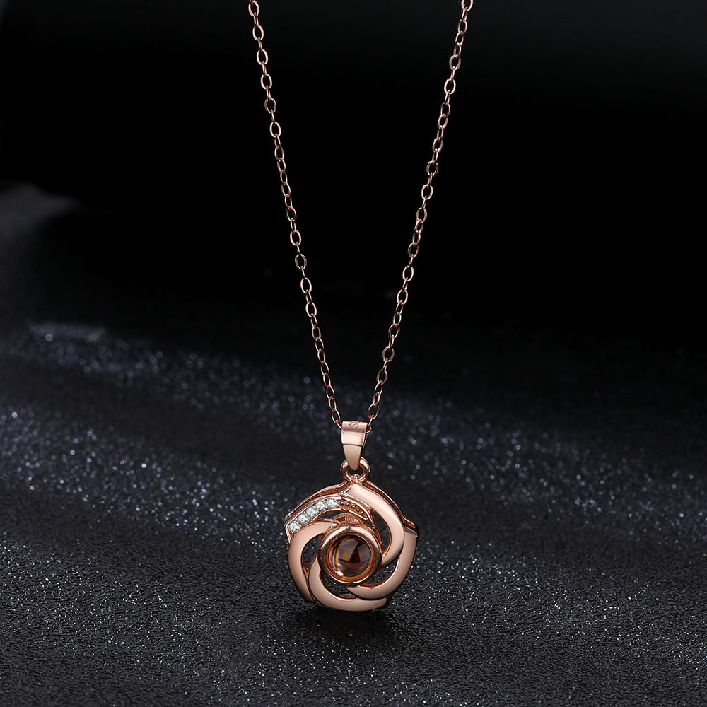 Veyra Spiralblumen Halskette – Silber & Roségold Damen