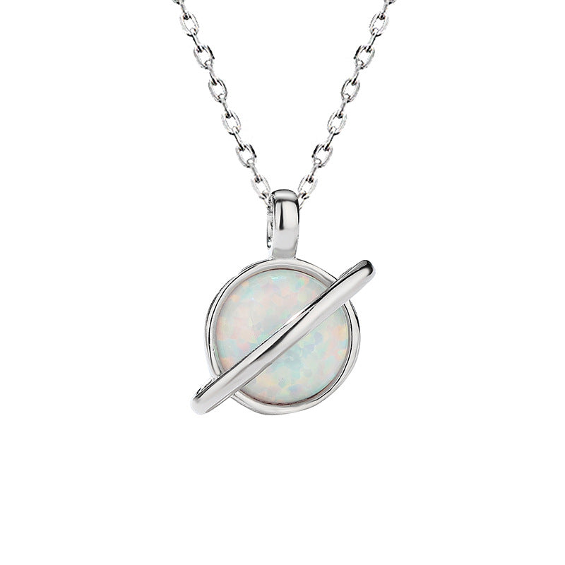 Veyra Opal Planet Halskette – 925 Silber Nische Design Damen