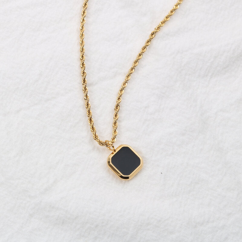 Veyra Halskette Black Onyx – Titanstahl Minimalist