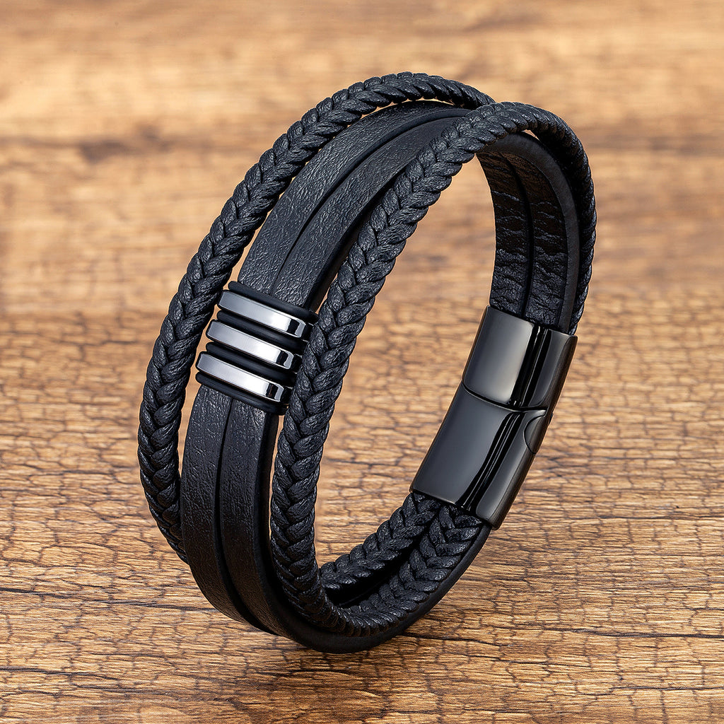 Veyra Armband Leder & Edelstahl – Magnetverschluss Unisex