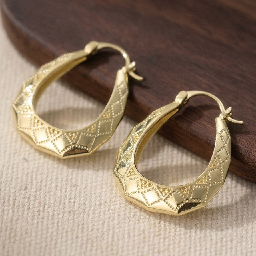 Veyra Geometric Oval Hoop Earrings – Bohemian Women's Earrings