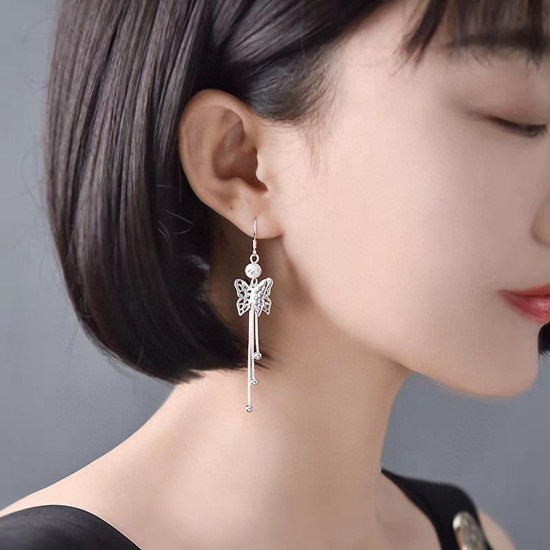 Veyra Butterfly Tassel Earrings - 925 Sterling Silver