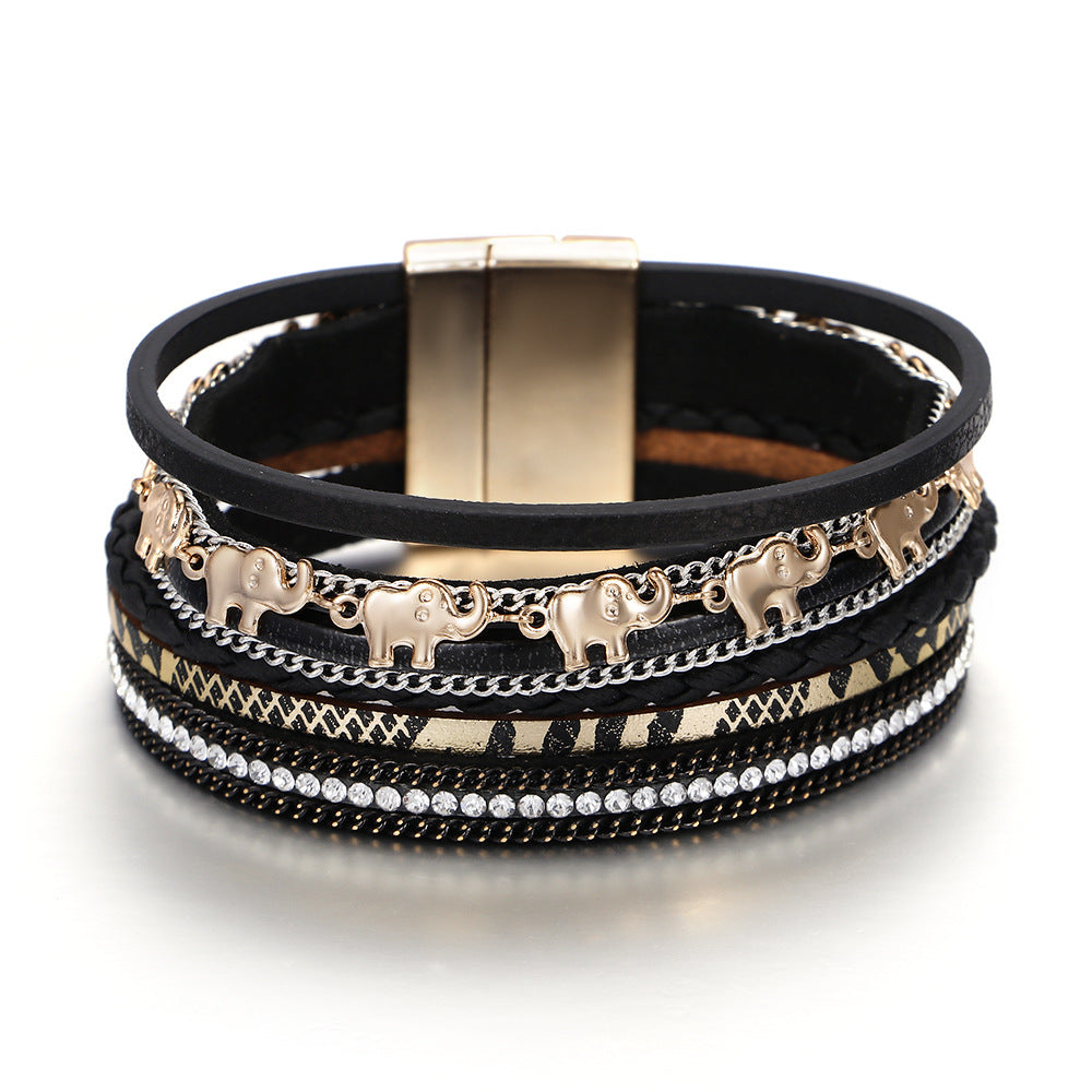 Veyra Armband Tiermuster – Leder & Metall