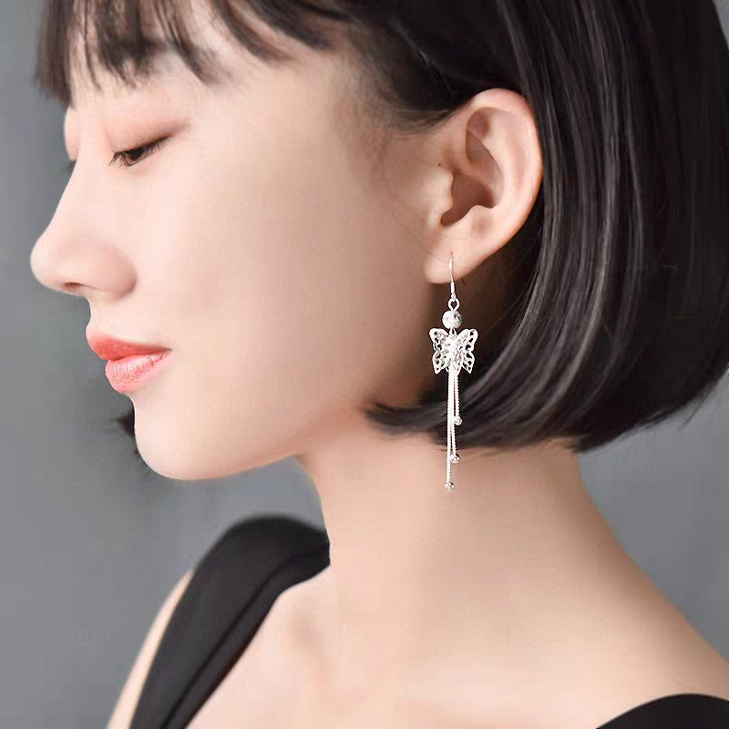 Veyra Butterfly Tassel Earrings - 925 Sterling Silver