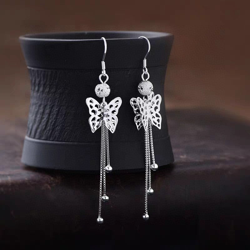 Veyra Butterfly Tassel Earrings - 925 Sterling Silver